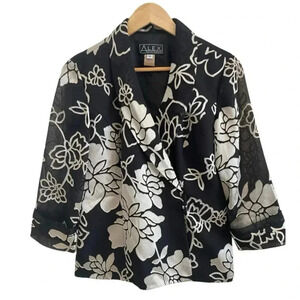 Alex Evenings Wrap Floral Evening Blouse Jacket